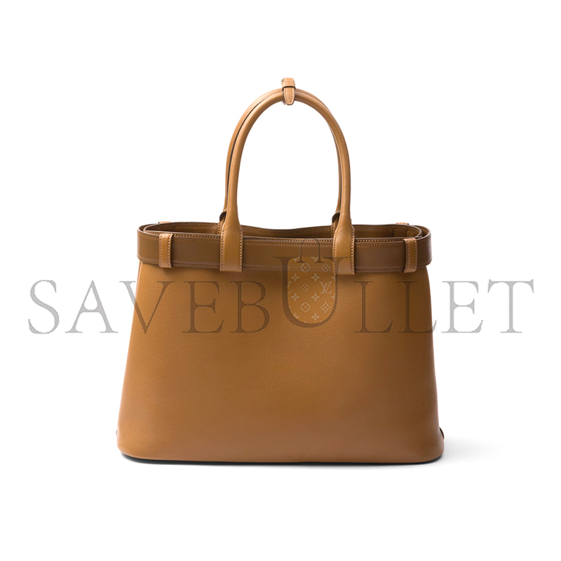 PRADA BUCKLE LARGE LEATHER HANDBAG WITH BELT 1BA416 (37.5*27.5*14cm)